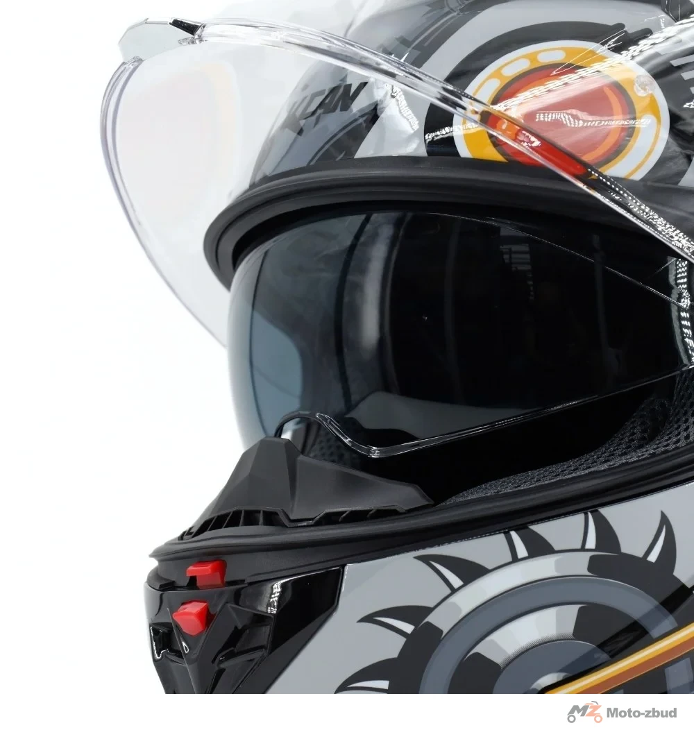 Kask VCAN model H153 war machine gloss integralny z grafiką czarno-szary S — ujęcie 4