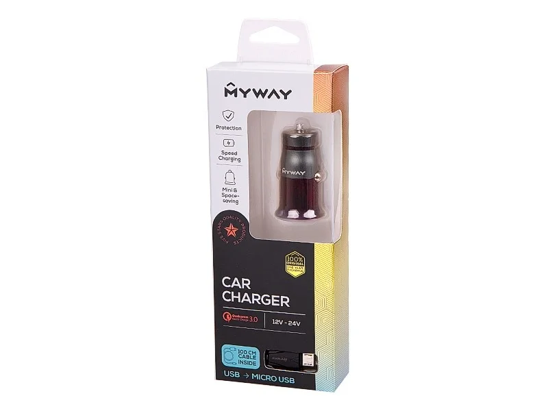 Ładowarka MYWAY 12/24V QC3.0 1xUSB + kabel USB > micro-USB — ujęcie 4