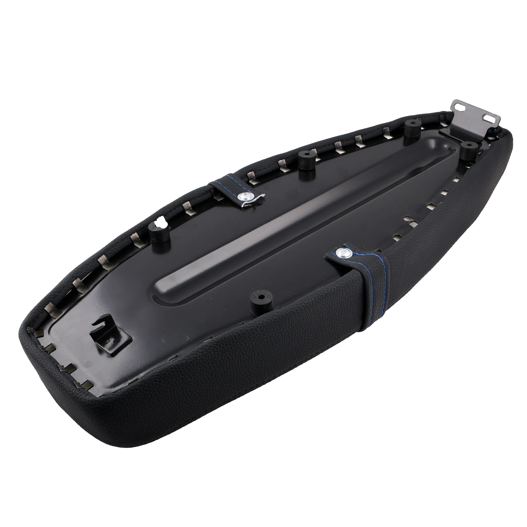 Siedzenie Simson S50 S51 S70 tuning pikowane honeycomb czarne + niebiesko / czarne szwy DPR Performance — ujęcie 5