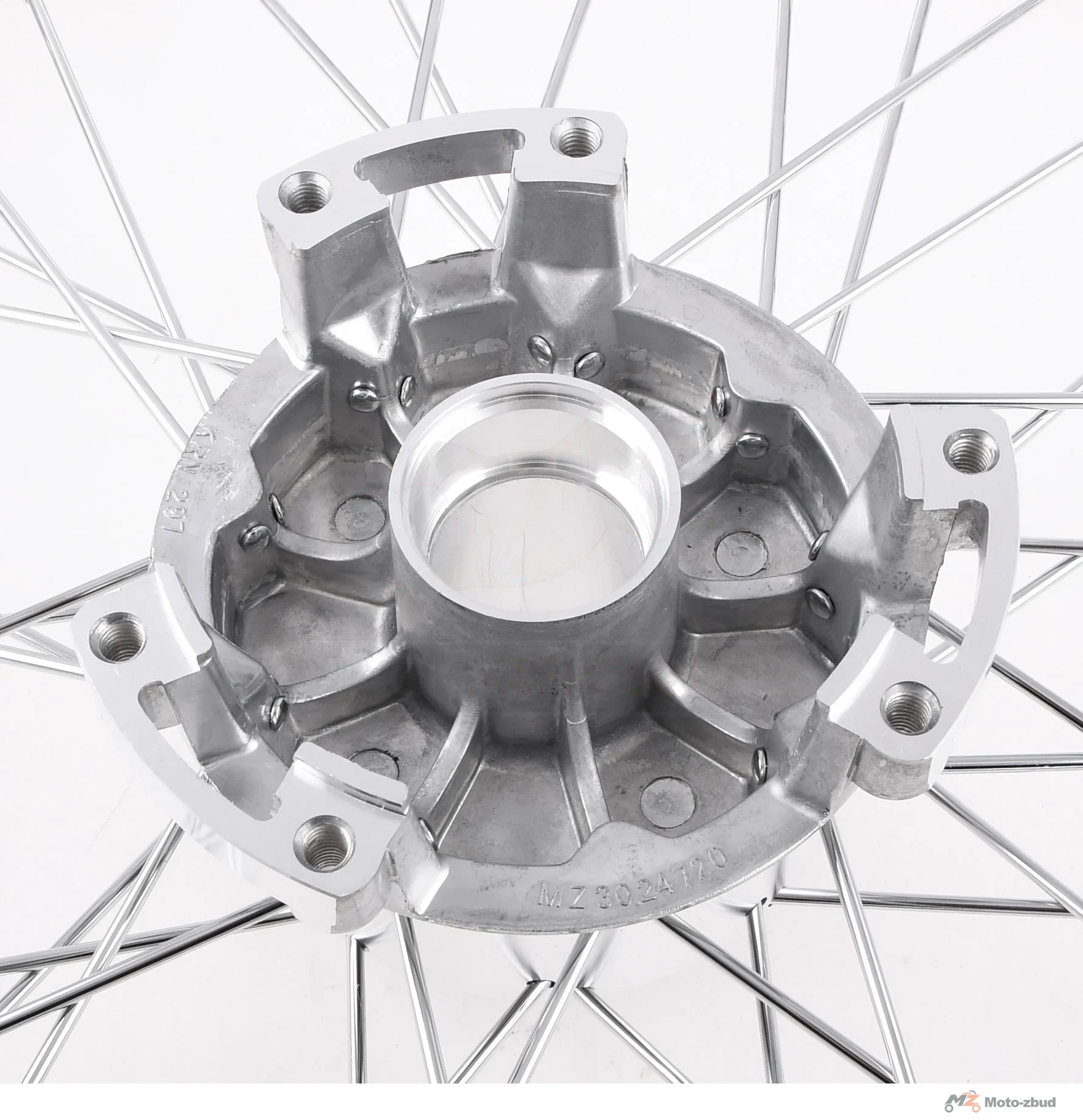 Koło jezdne przód MZ ETZ 1,6 × 18 aluminium DPR Classic hamulec tarczowy srebrna piasta + szprychy chrom — ujęcie 3