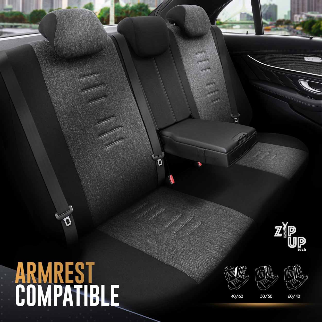 Komplet pokrowców na fotele samochodowe OTOM THRONE 102 SMOKED 3-ZIP — ujęcie 6