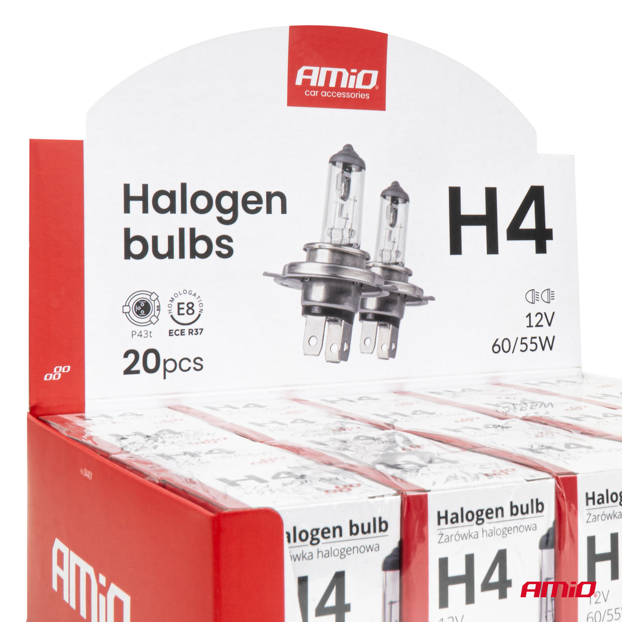 Zestaw żarówek halogenowych H4 12 V 60/55W filtr UV (E8) 20 szt. — ujęcie 4