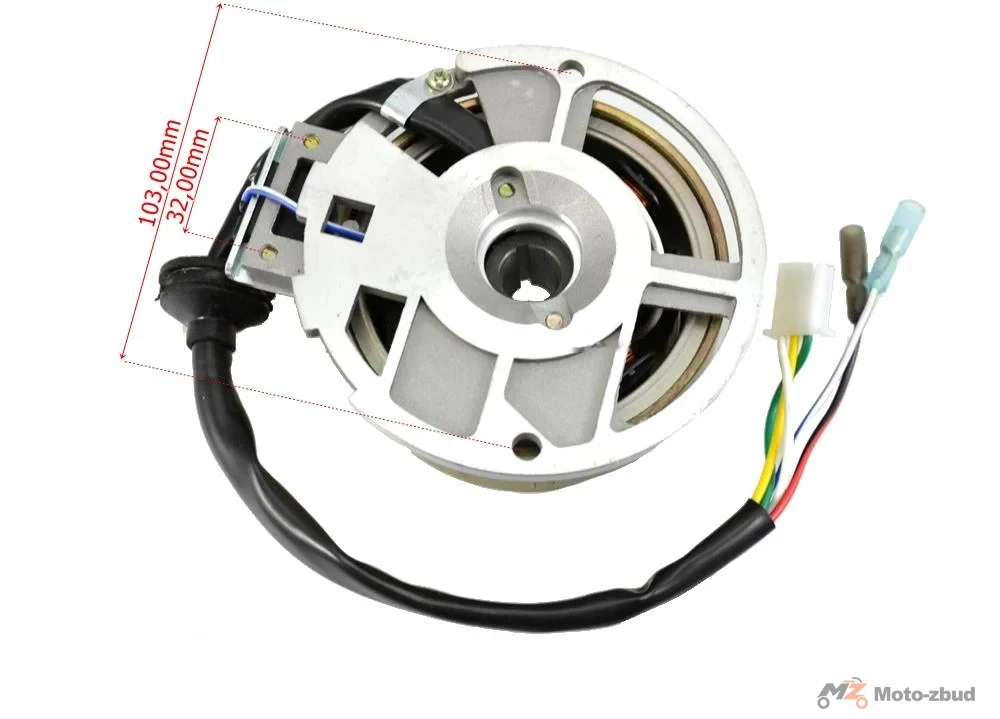Stator+magneto 7 cewek 5 przewodów 50 cm³ skuter 2T Keeway CPI, Yamaha Jog (3-PIN+2) (12-16 mm) — ujęcie 3