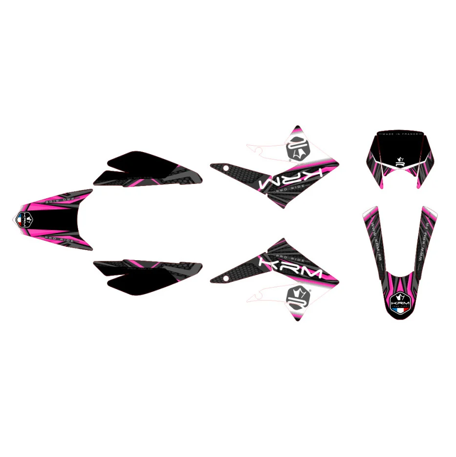 Naklejki / okleina KRM Pro Ride czarno różowa Derbi DRD x-treme / Gilera sm 2011-2017 r. kpl. — ujęcie 1