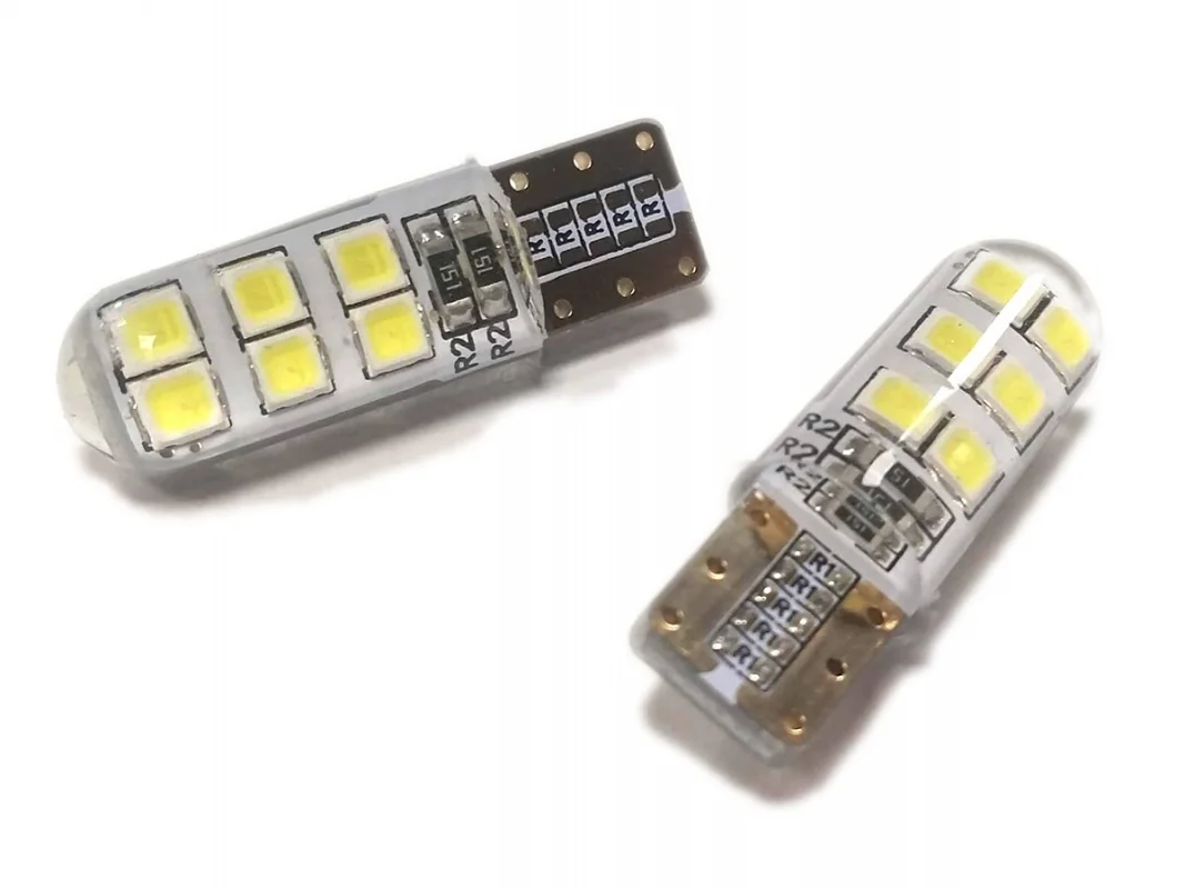 Żarówka W5W T10 12V 12xLED SMD2835 silikon biała (2szt.) — ujęcie 2
