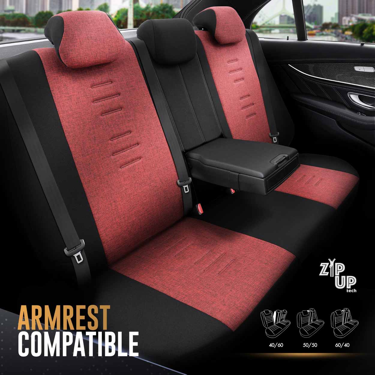 Komplet pokrowców na fotele samochodowe OTOM THRONE 103 RED 3-ZIP — ujęcie 6