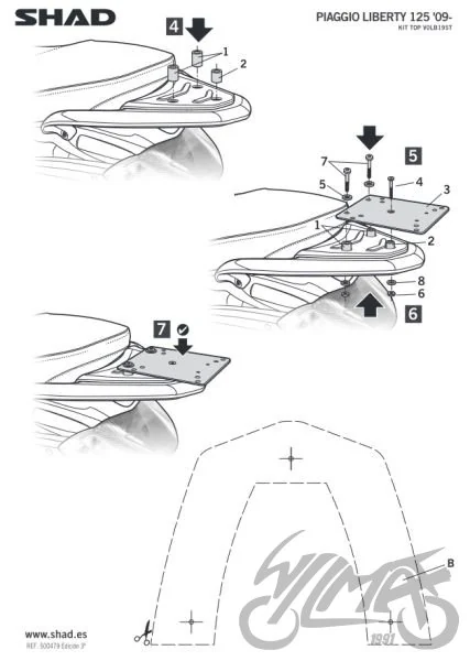 Stelaż kufra centralnego SHAD do Piaggio Liberty 50 / Liberty 125 — ujęcie 3