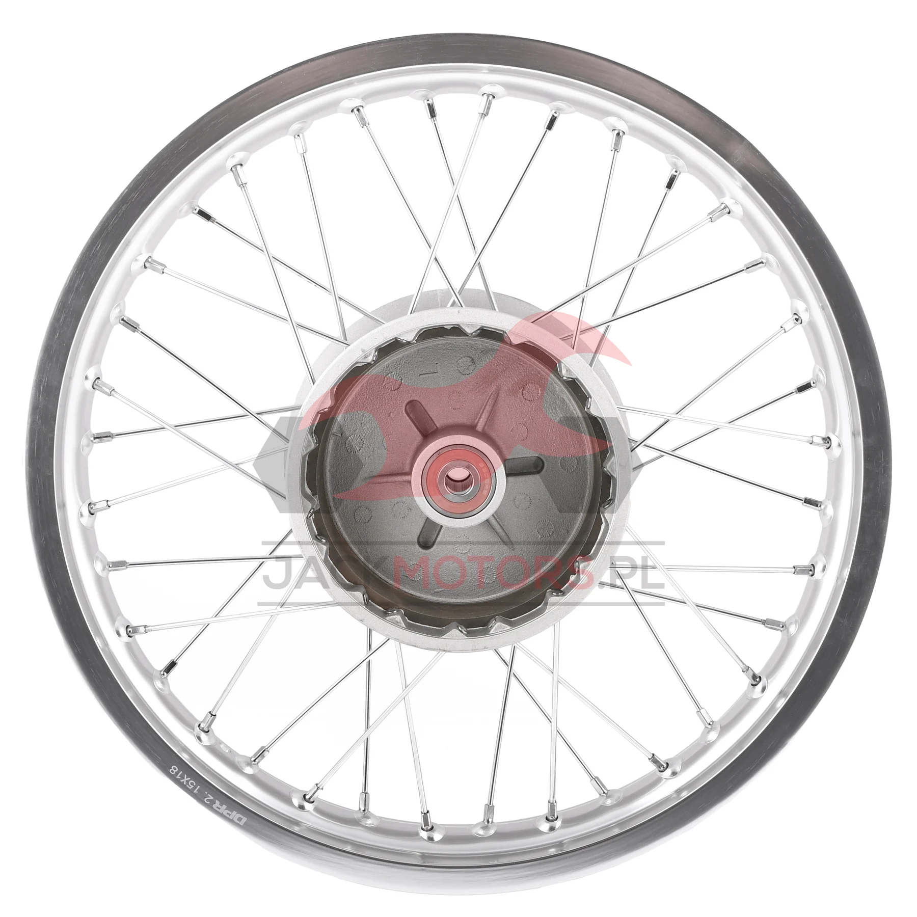 Koło jezdne tył MZ ETZ 250 2,15 × 18 aluminium DPR Classic srebrna piasta + szprychy chrom — ujęcie 2