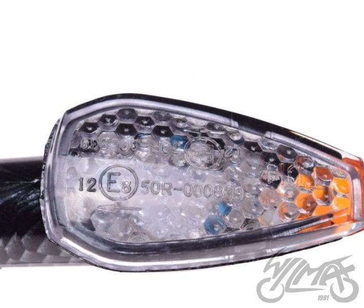 Kierunkowskazy LED carbon, biało-pomarańczowy klosz 12 V 1 W — para AM1330 — ujęcie 4