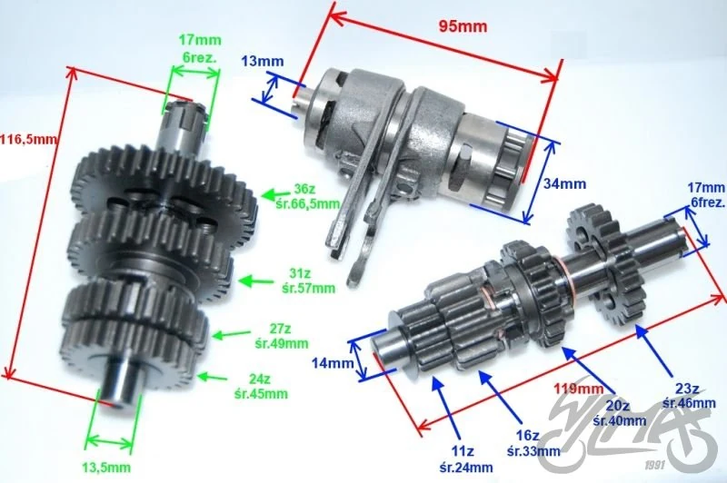 Skrzynia biegów komplet silnik 110 ccm 4T — ujęcie 1