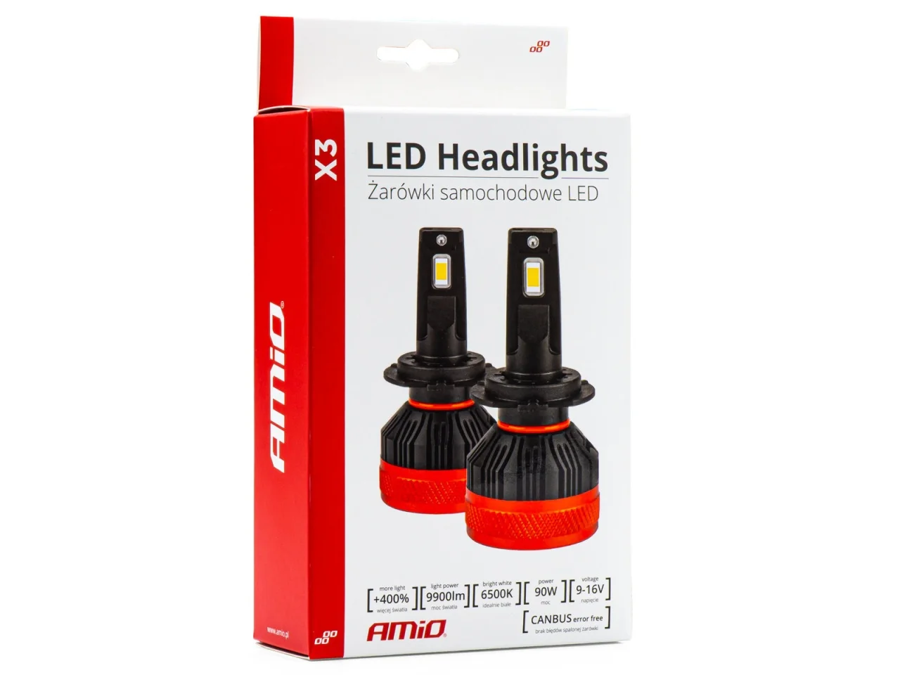 Żarówki samochodowe H4 LED X3 Series AMIO — ujęcie 3