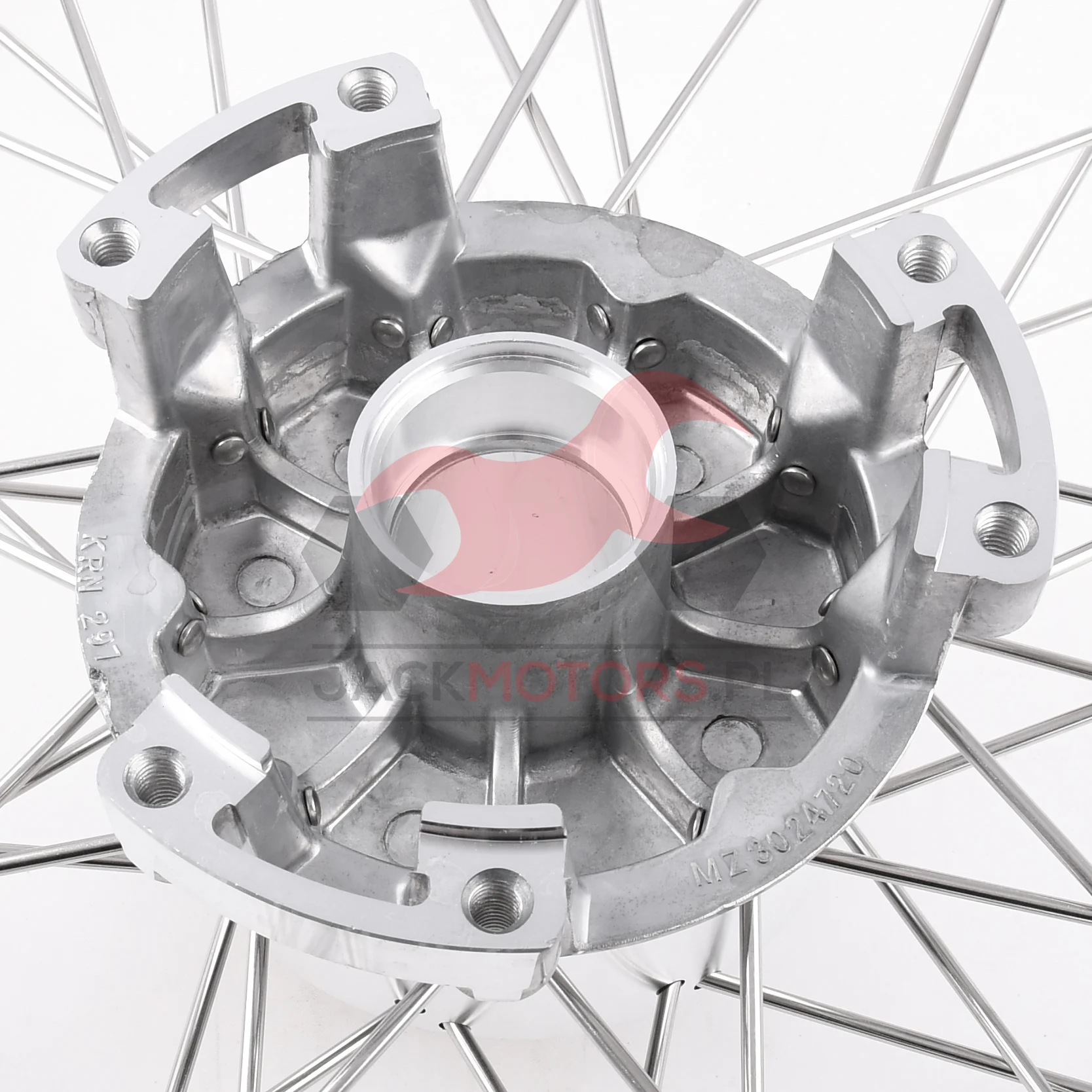 Koło jezdne przód MZ ETZ 1,85 × 18 aluminium DPR Classic hamulec tarczowy srebrna piasta + szprychy INOX — ujęcie 5