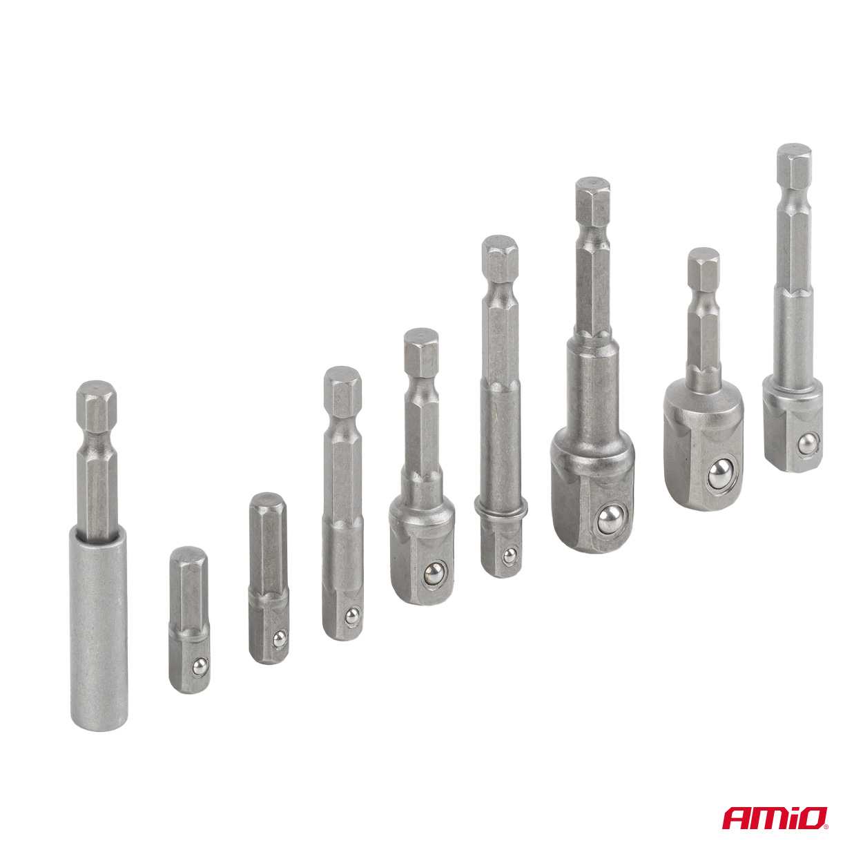 Zestaw adapterów do wkrętarki 9 elementów 1/4", 3/8", 1/2" — ujęcie 3