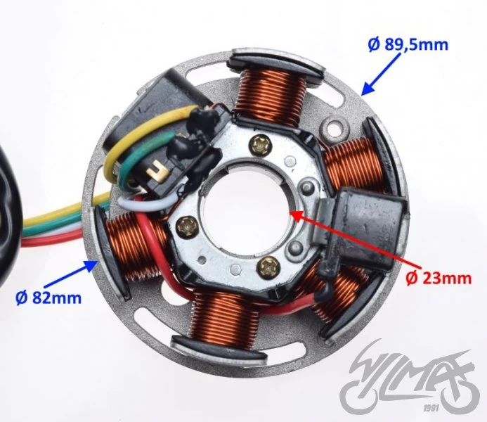 Stator 6 cewek do Aprilia AF1 50 / RX50 / Tuareg 50 — 1989–1991 — ujęcie 2