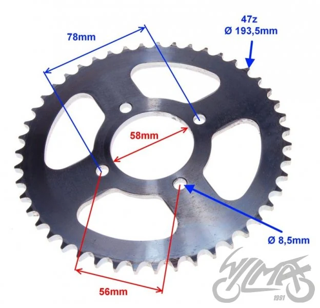 Zębatka tylna 47 zębów 428H Neken Shaft Street — Zipp Neken / Benzer Shaft — ujęcie 2