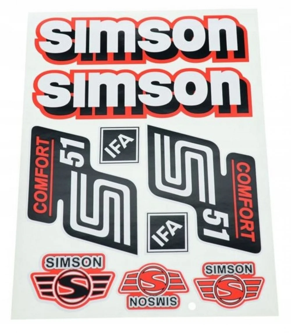 Nalepka Simson S-51 comfort czerwony - komplet na pojazd (9szt) — ujęcie 1