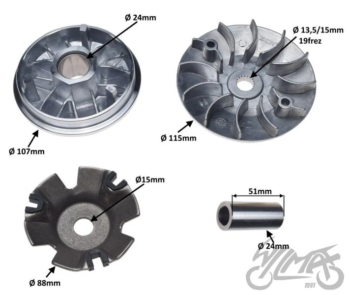 Wariator 4T z tarczą zewnętrzną 125 150cc GY6 — ujęcie 3
