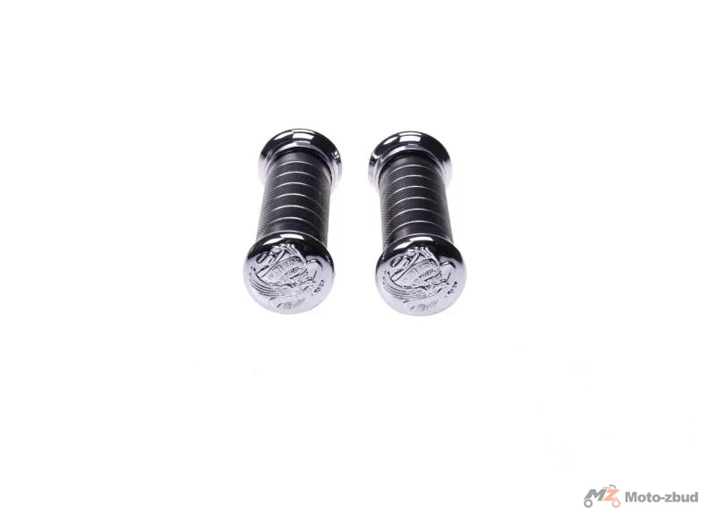 Czarne ryflowane manetki metalowe z deklem z orłem — AW56046 — para — ujęcie 2