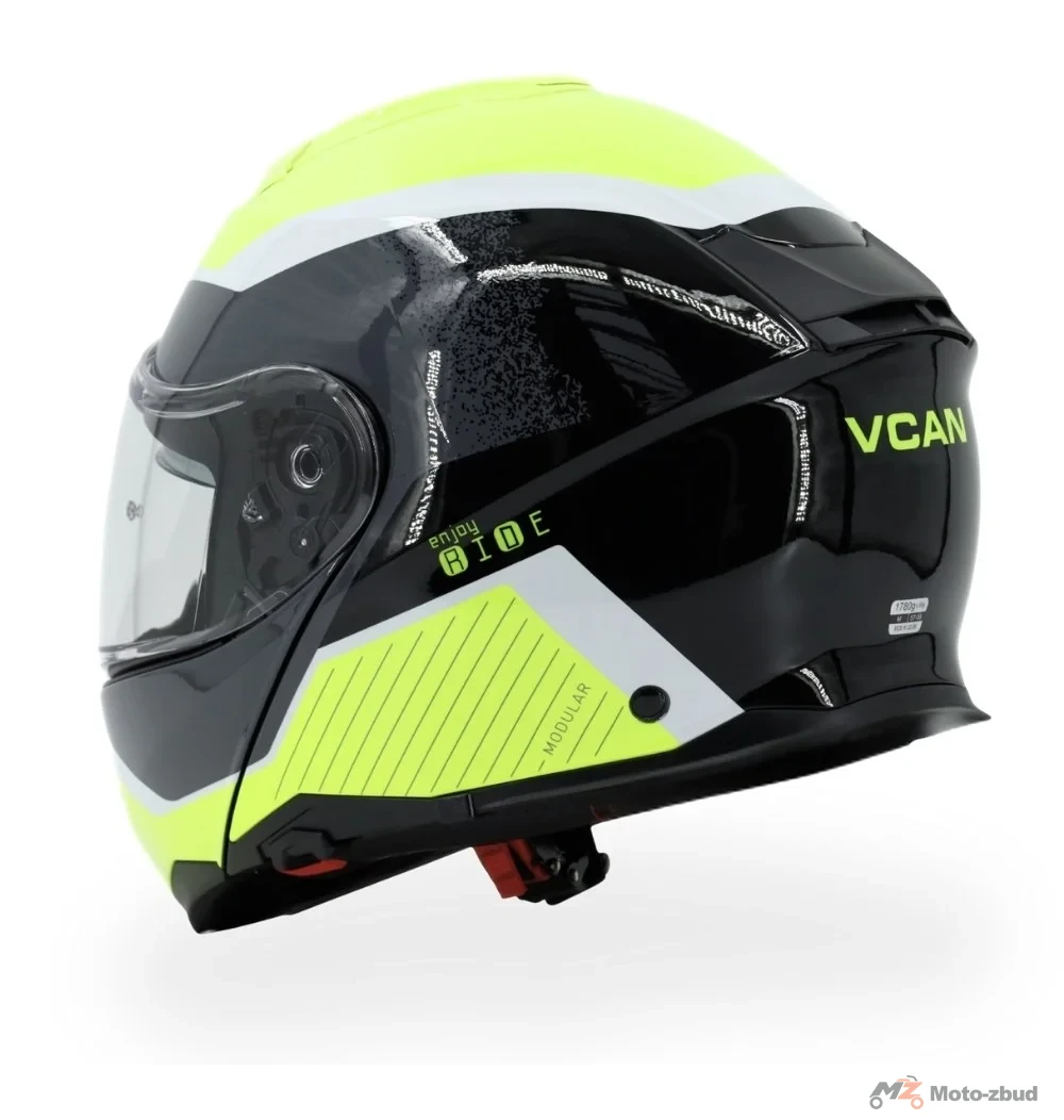 Kask VCAN model H272 sports yellow Black z podnoszoną szczęką i blendą czarno-szaro-żółty M — ujęcie 6