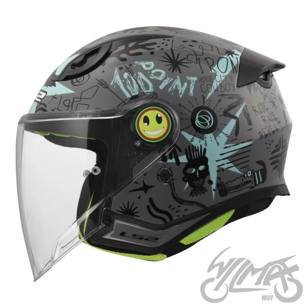 Kask LS2 OF622 funny II Scribble Grey Blue — rozmiar M — ujęcie 2