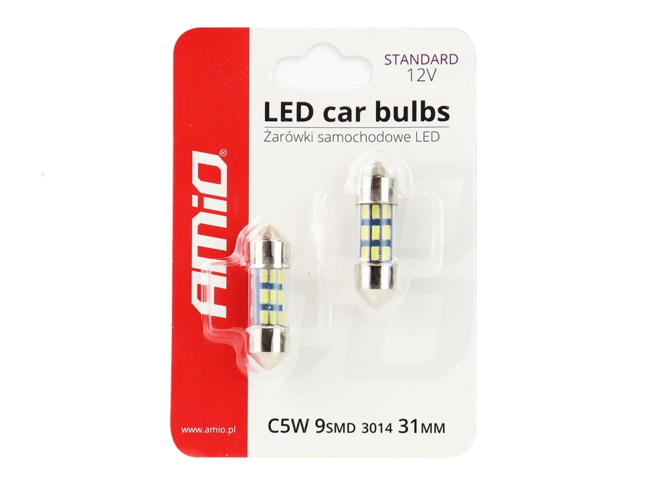 Żarówka rurkowa SV8.5 12V 31mm 9xSMD3014 LED biała (2szt.) — ujęcie 2