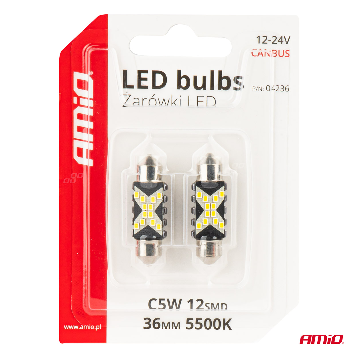 Żarówki LED CANBUS Festoon C5W 12SMD 2016 36 mm White 12 V 24 V — ujęcie 5