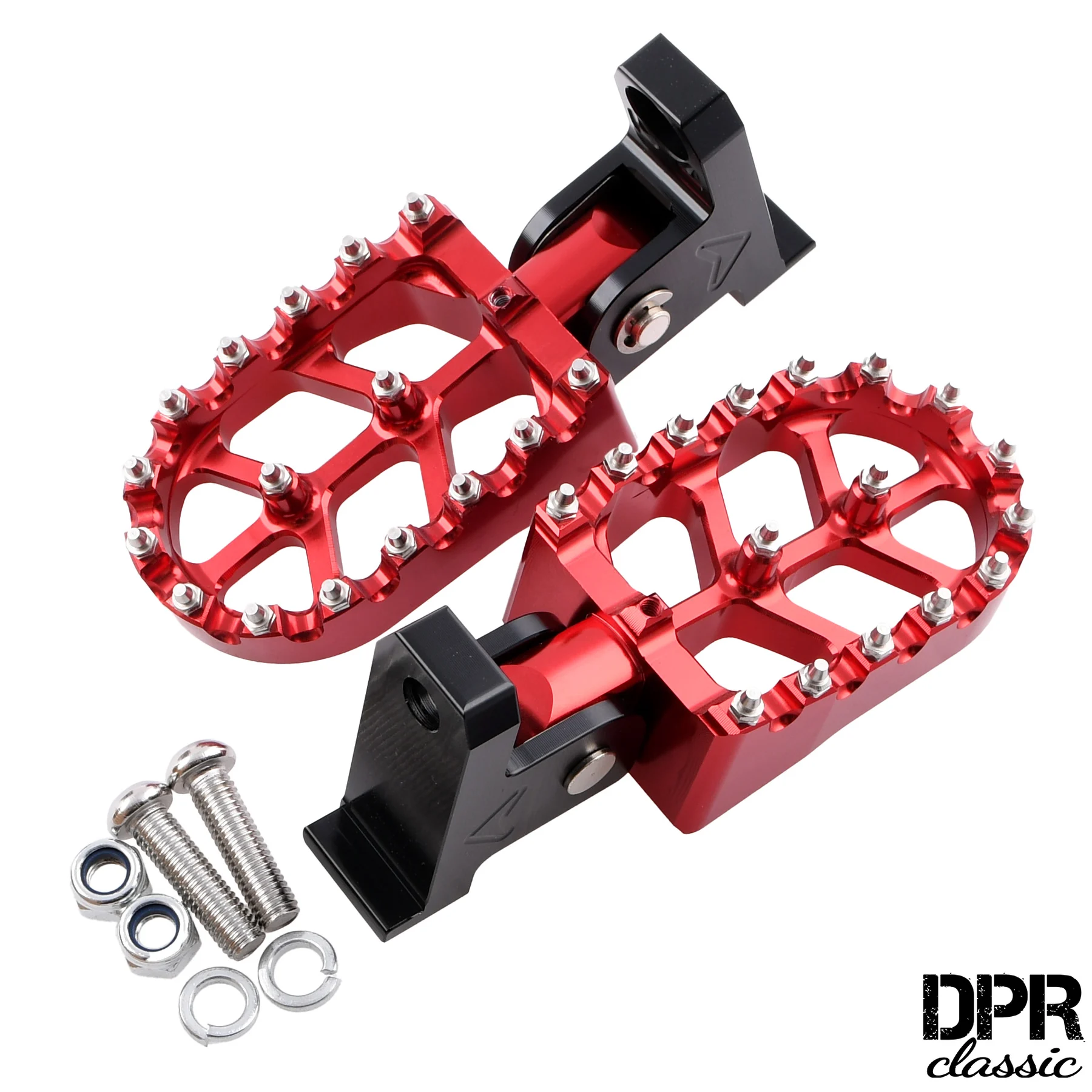 Podnóżki pasażera Simson czerwone MX CNC kpl. DPR Classic — ujęcie 1