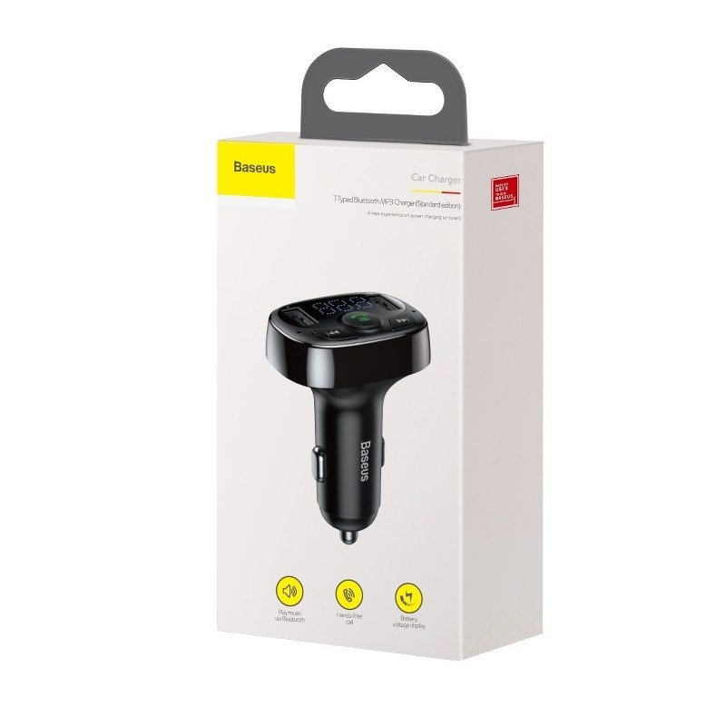 Transmiter FM do samochodu BASEUS 2x USB, Bluetooth - czarny — ujęcie 6