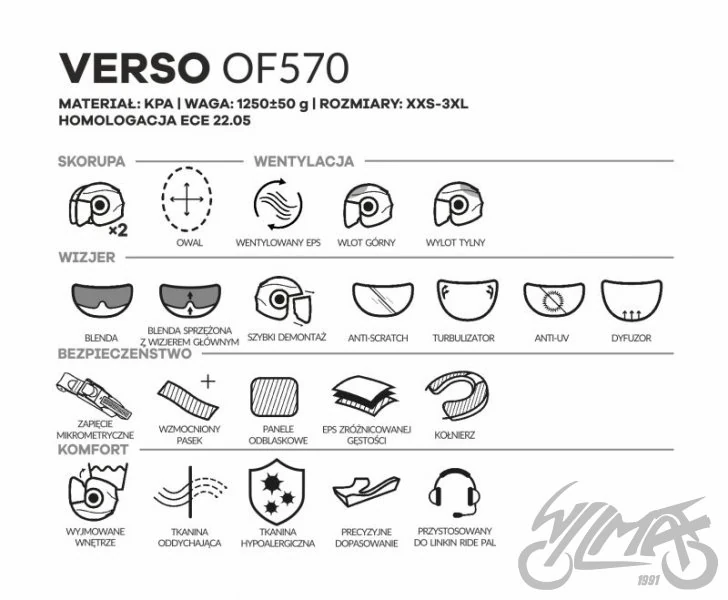 Kask LS2 OF570 Verso Solid Matt Black — rozmiar 3XL — ujęcie 3