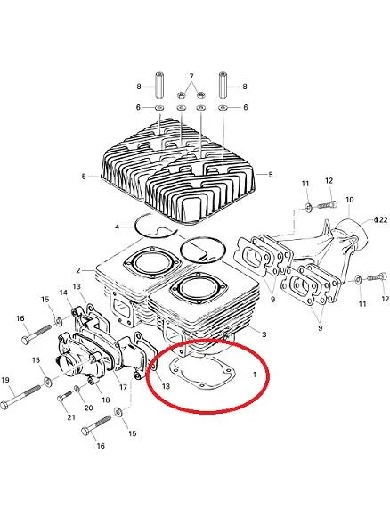 Uszczelka cylindra skuter śnieżny Ski Doo OEM — ujęcie 2