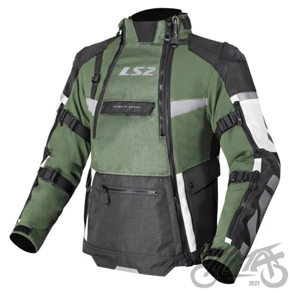 Kurtka motocyklowa LS2 X-Master Black Green Grey — L — ujęcie 1