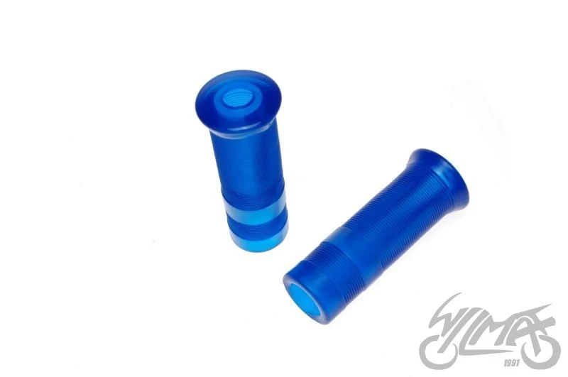 Chwyty kierownicy 22 / 25 mm — 110 mm, niebieskie, przezroczyste, para — ujęcie 1