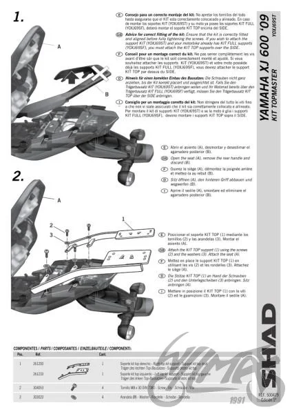 Stelaż kufra tył SHAD do Yamaha diversion xj 600 n — ujęcie 3