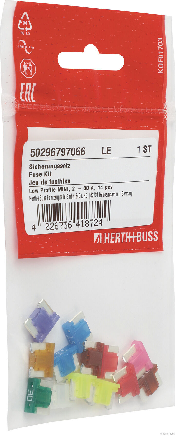 Zestaw bezpieczników płaski mini, 14 szt. HERTH+BUSS 50296797066 — ujęcie 2