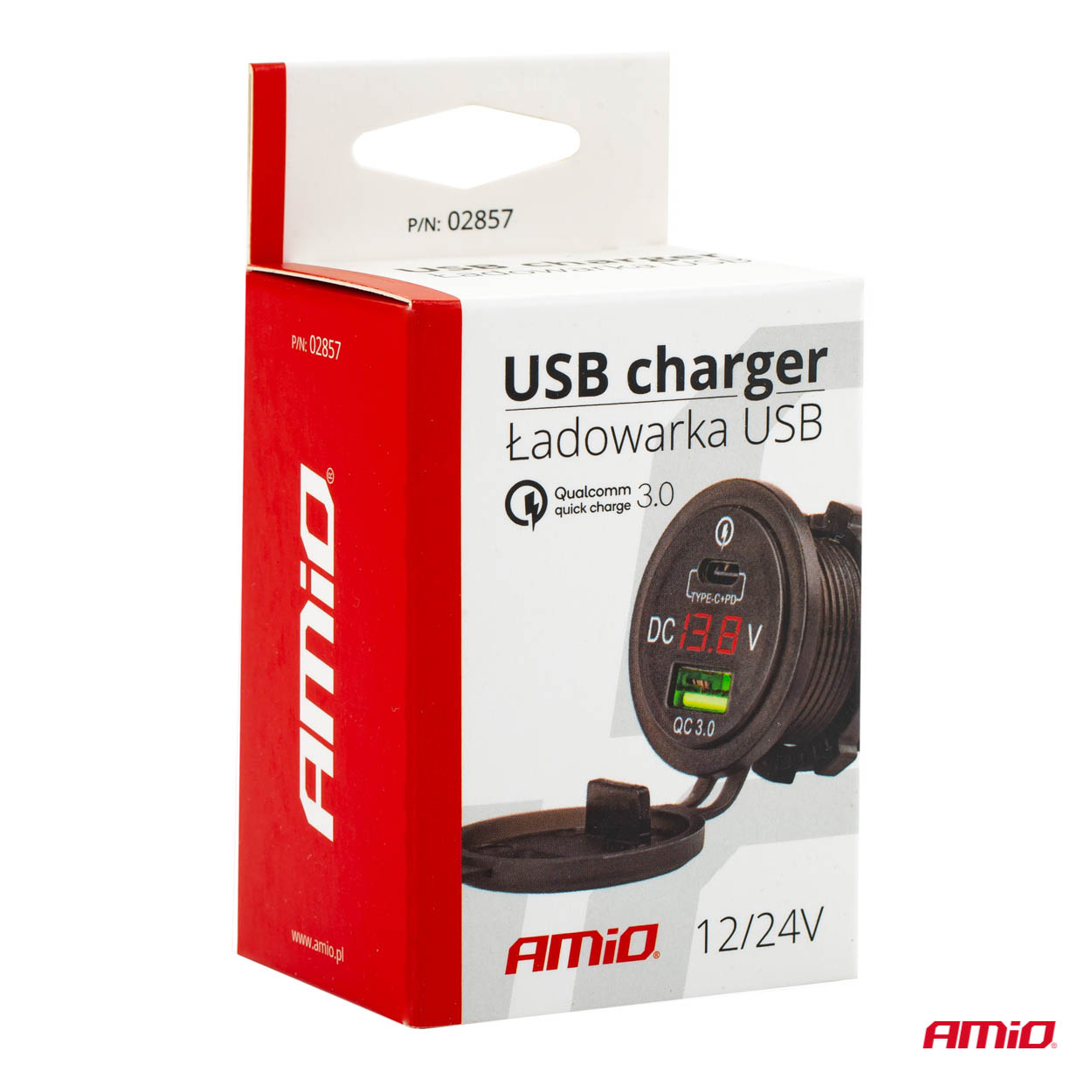 Wodoodporna ładowarka z gniazdami USB i testerem napięcia + USB-C 12 V 24 V MOD-07 — ujęcie 5