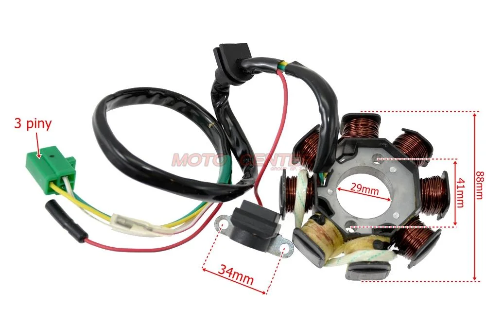 Stator 8 cewek 4 przewody 150 cm³ Quad ATV 4T (kostka 3-PIN+2 przew.) — ujęcie 3
