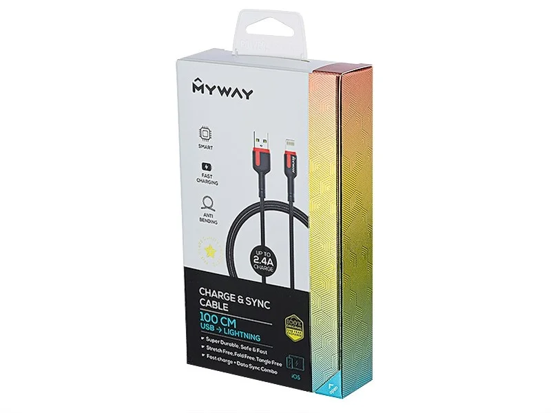 Kabel USB > LIGHTING 100cm mikfofibrowy MYWAY — ujęcie 3