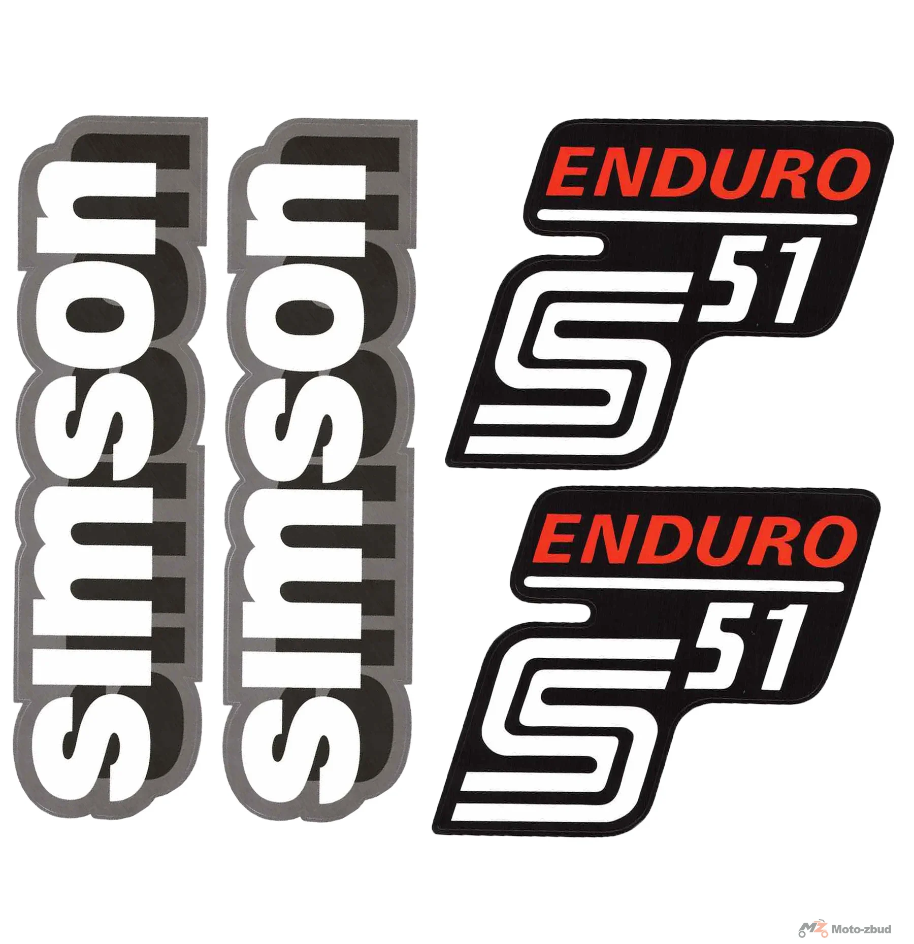 Naklejka Simson pokrywy i zbiornika S51 enduro szara / biała / czerwona premium kpl.