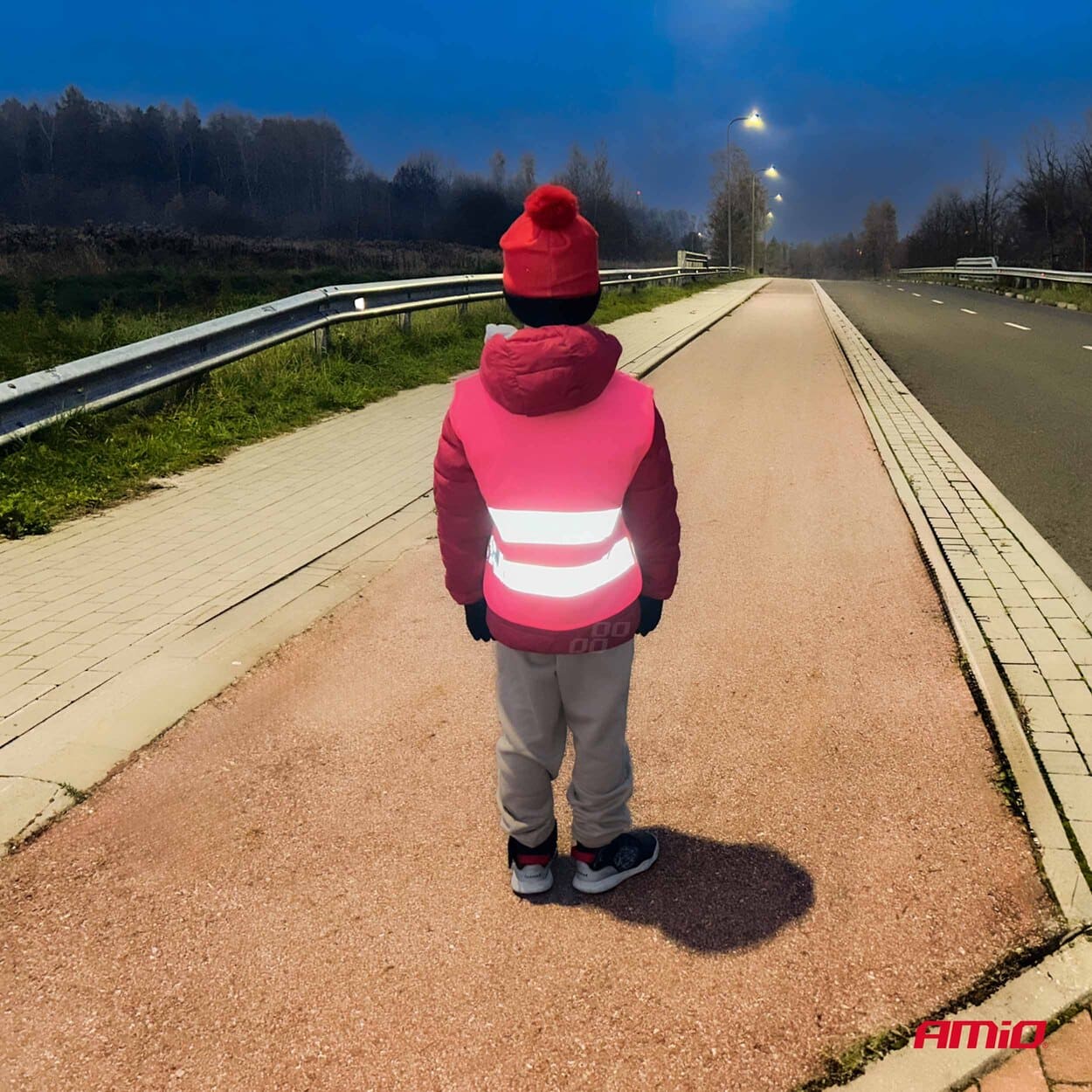 Kamizelka ostrzegawcza odblaskowa dziecięca różowa — ujęcie 2