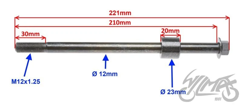 Oś koła przód ø12 × 210 do Junaka 901 sport — ujęcie 3