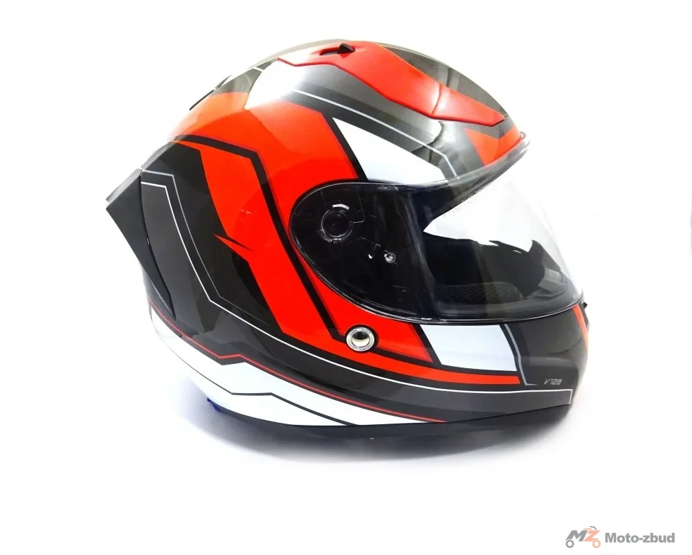 Kask VCAN model V128 1C integralny z blendą czarno-biało-czerwony XL — ujęcie 3