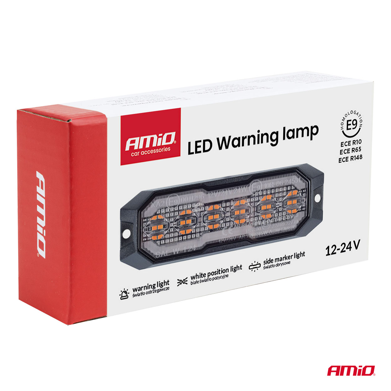 Lampa ostrzegawcza pomarańczowa z funkcją świateł pozycyjnych i obrysówki LED R65 R148 12 V 24 V 24 W — ujęcie 8
