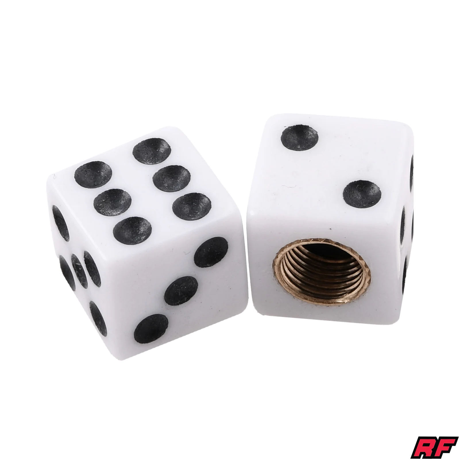 Nakrętka wentyla Racing Force dice biała 2szt