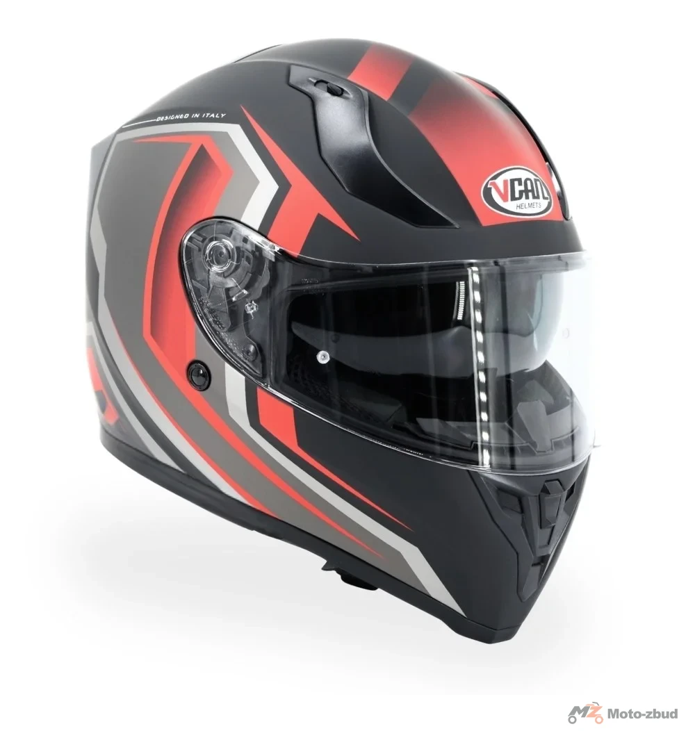Kask VCAN model H128 gravity red integralny z blendą czarny mat grafitowo- czerwony XL
