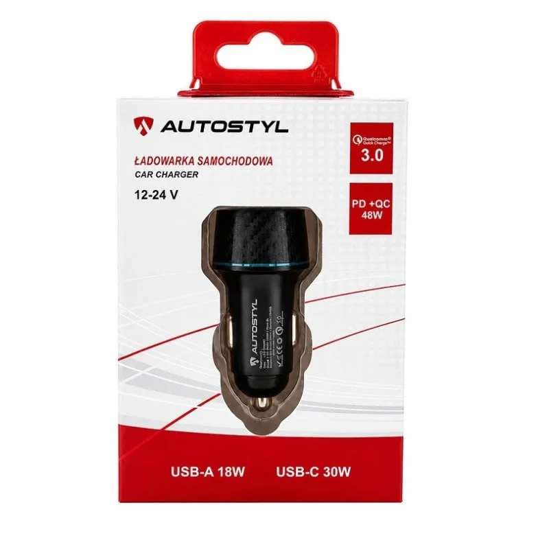 Ładowarka samochodowa 48W USB quick charger type A + C 2-way 12/24V 3100mA — ujęcie 3