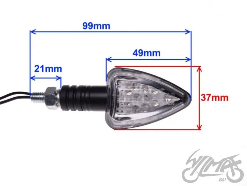 Kierunkowskazy LED 12 V — stożkowe, biały klosz, para AM1311 — ujęcie 4