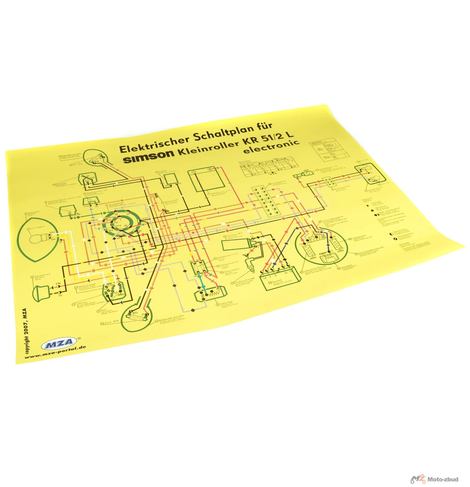 Plakat schemat instalacji Simson KR51/2L MZA