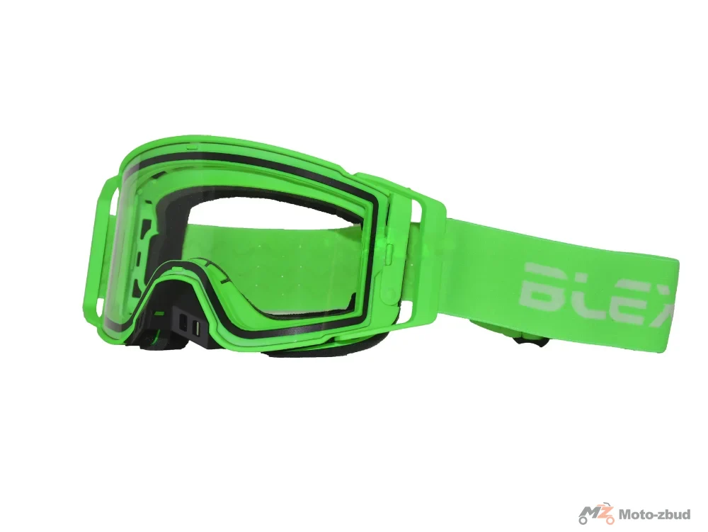 Gogle crossowe BLEXX YH-290 zielony mat/szybka przezroczysta+przyciemniana