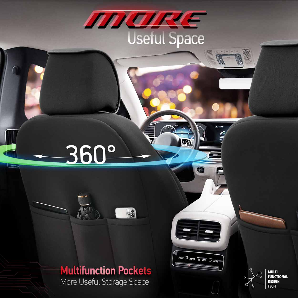 Komplet pokrowców na fotele samochodowe OTOM HORIZON 1801 RED 3-ZIP — ujęcie 4
