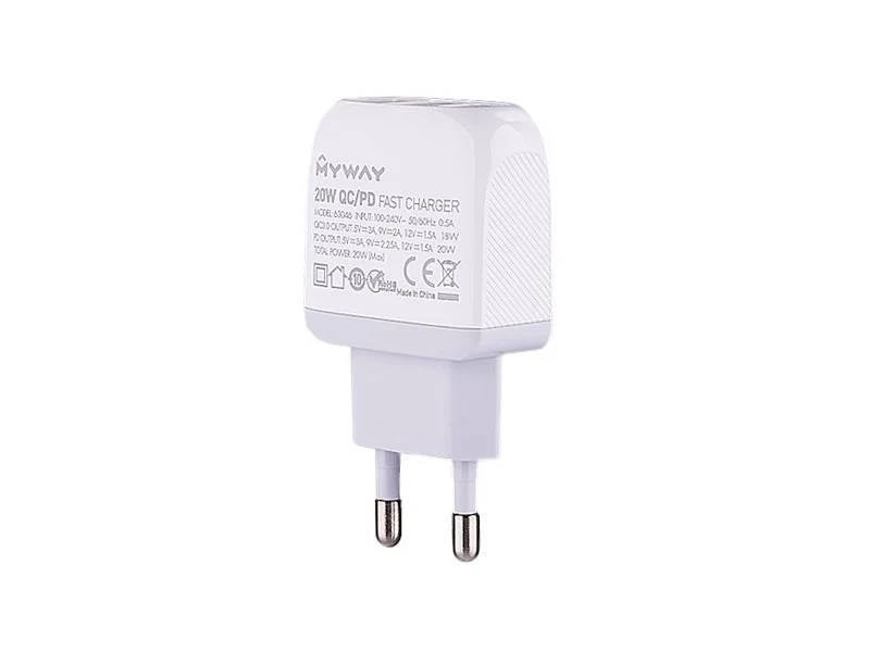 Ładowarka sieciowa MYWAY QC3.0 20W USB-C PD — ujęcie 3
